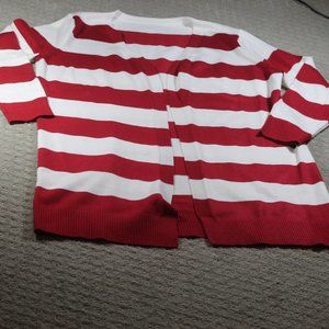NWOT Red and White Striped Size XL Long Cardigan